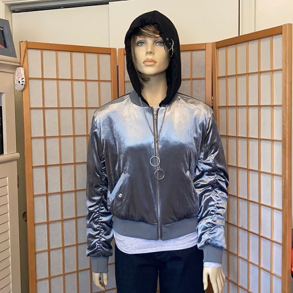 Forever 21 Velvet Ombré Puffer(lined)Hooded jacket